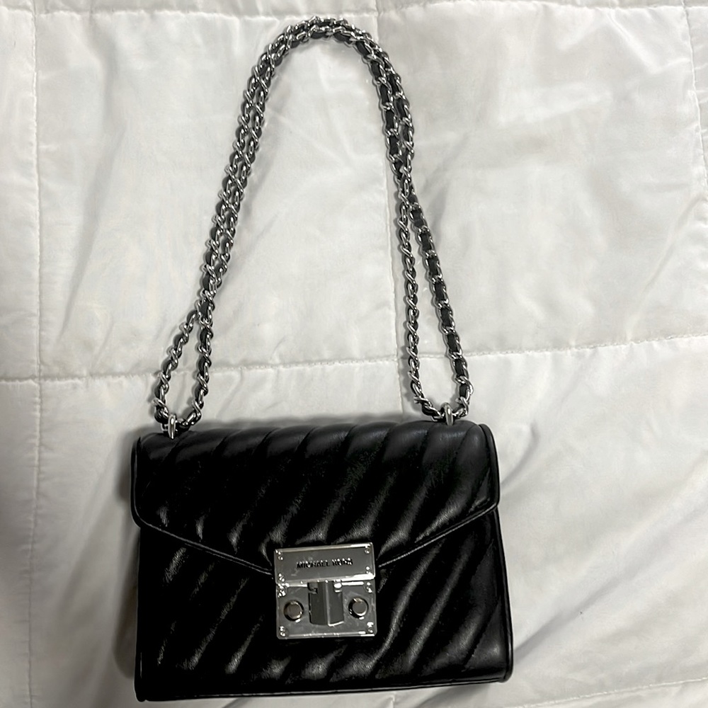 Michael Michael Kors Women's small Rose Quilted Leather Flap Bag in Black